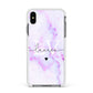 Customisable Name Initial Marble Apple iPhone Xs Max Impact Case White Edge on Black Phone