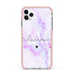 Customisable Name Initial Marble iPhone 11 Pro Max Impact Pink Edge Case