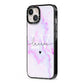 Customisable Name Initial Marble iPhone 13 Black Impact Case Side Angle on Silver phone