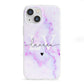 Customisable Name Initial Marble iPhone 13 Mini Clear Bumper Case