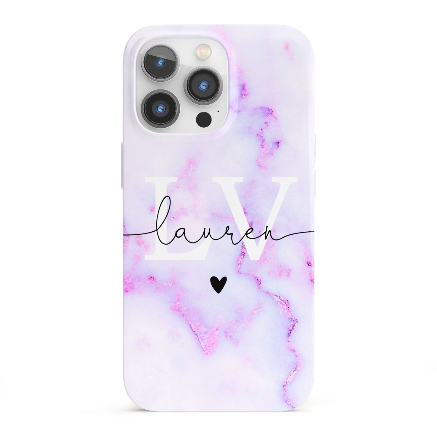 Customisable Name Initial Marble iPhone 13 Pro Full Wrap 3D Snap Case