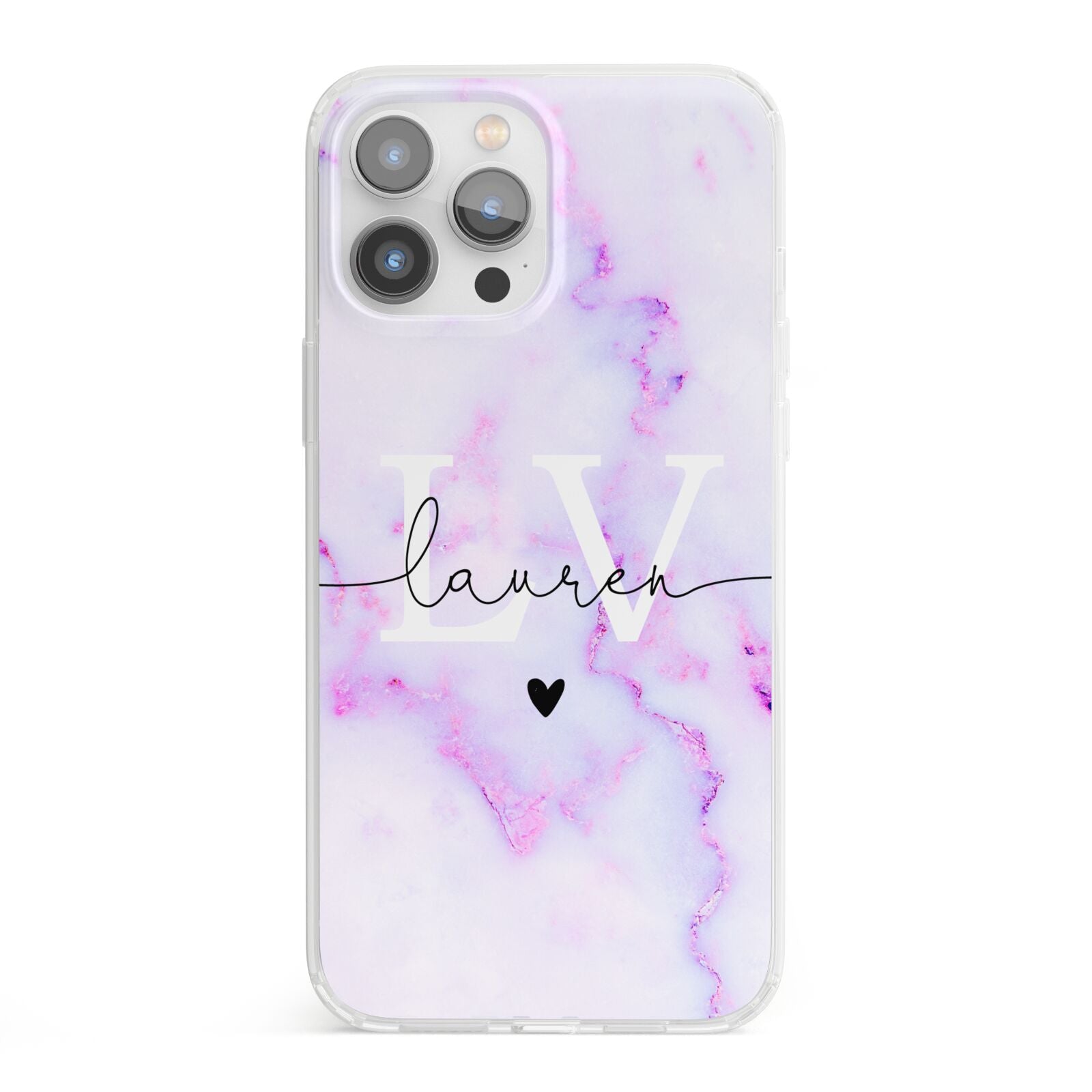 Customisable Name Initial Marble iPhone 13 Pro Max Clear Bumper Case