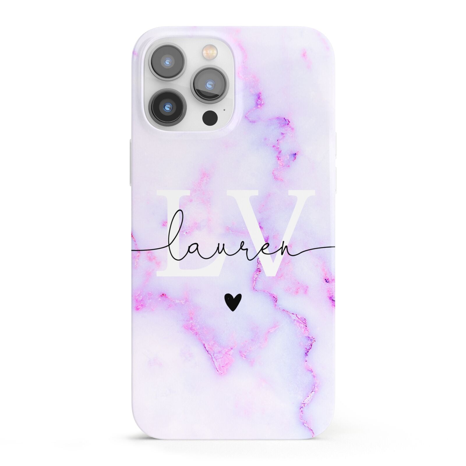 Customisable Name Initial Marble iPhone 13 Pro Max Full Wrap 3D Snap Case