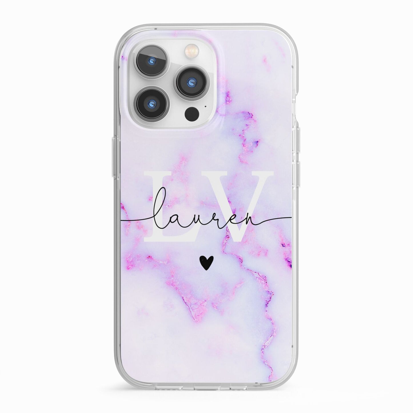 Customisable Name Initial Marble iPhone 13 Pro TPU Impact Case with White Edges