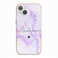 Customisable Name Initial Marble iPhone 13 TPU Impact Case with Pink Edges