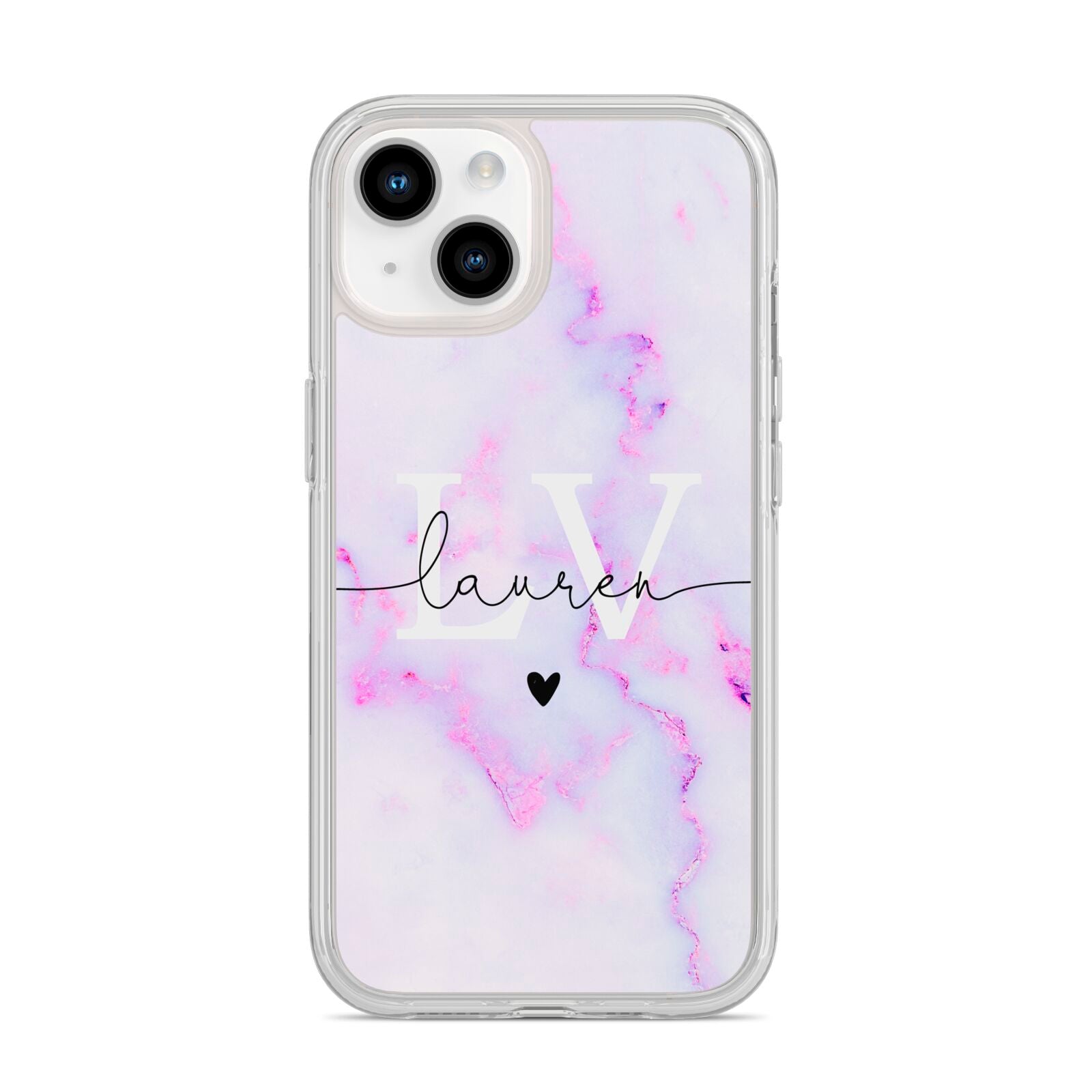 Customisable Name Initial Marble iPhone 14 Clear Tough Case Starlight