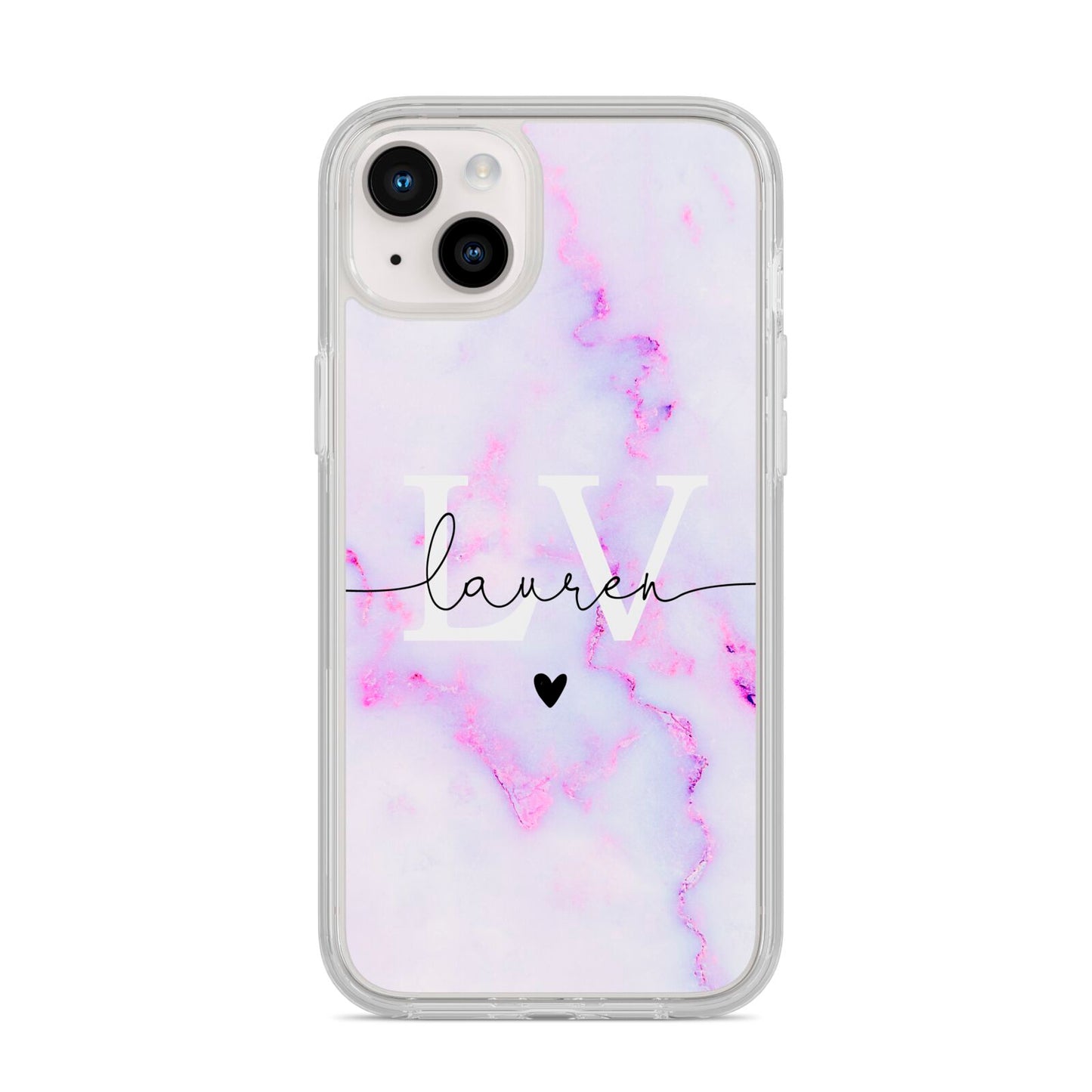 Customisable Name Initial Marble iPhone 14 Plus Clear Tough Case Starlight