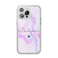 Customisable Name Initial Marble iPhone 14 Pro Max Clear Tough Case Silver