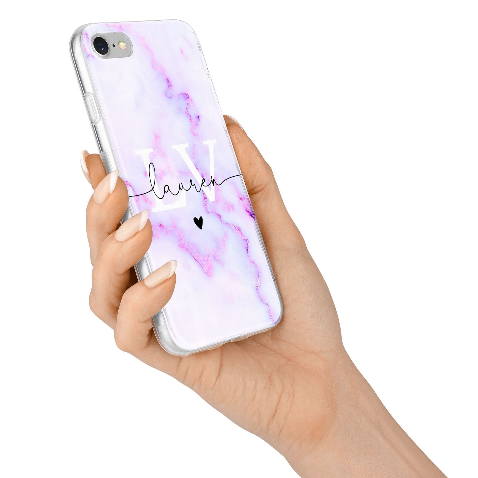 Customisable Name Initial Marble iPhone 7 Bumper Case on Silver iPhone Alternative Image