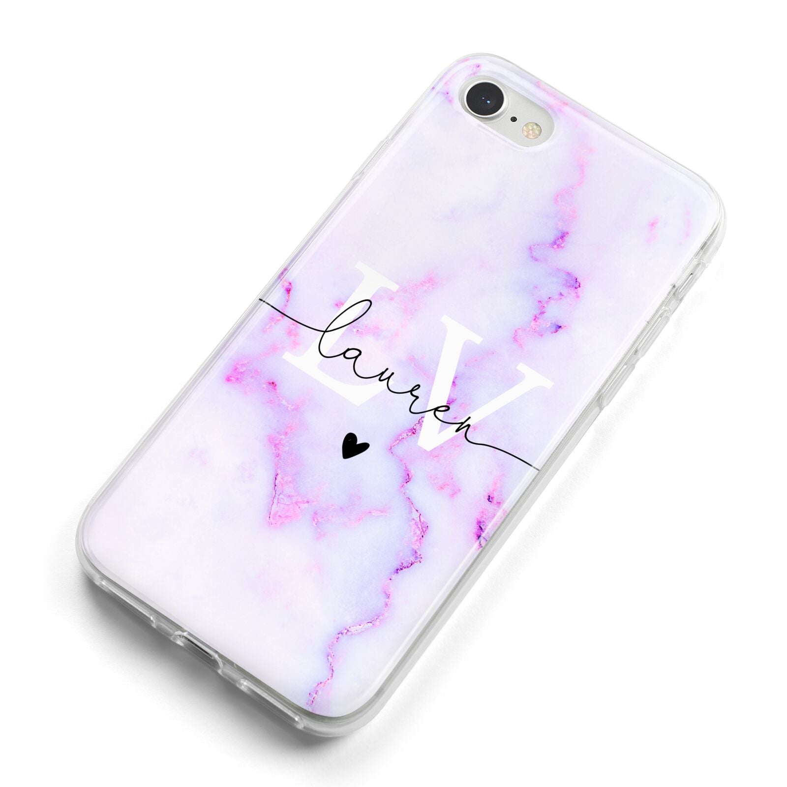Customisable Name Initial Marble iPhone 8 Bumper Case on Silver iPhone Alternative Image
