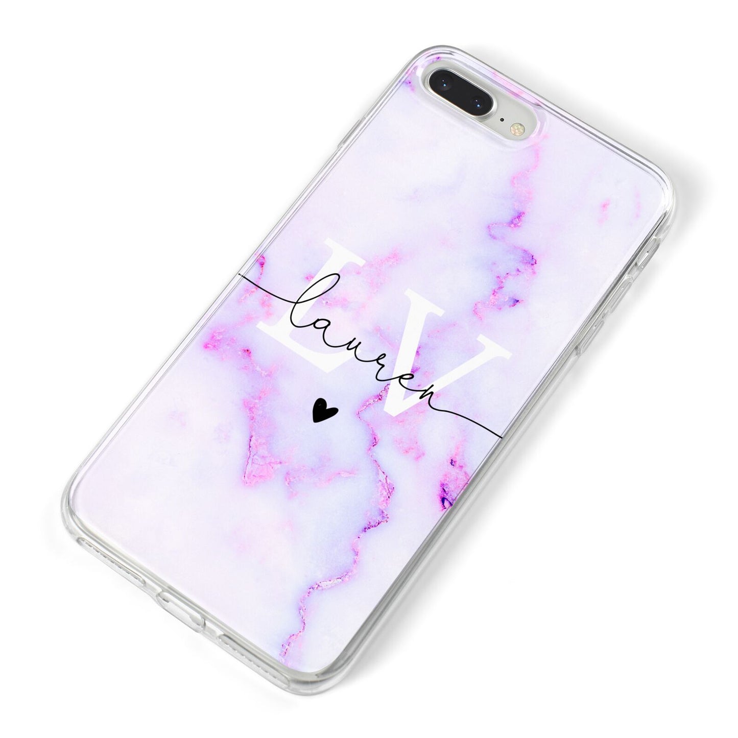 Customisable Name Initial Marble iPhone 8 Plus Bumper Case on Silver iPhone Alternative Image