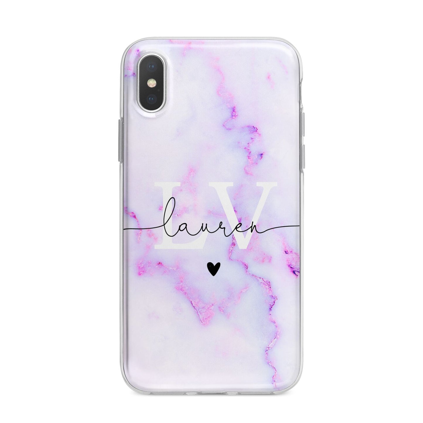 Customisable Name Initial Marble iPhone X Bumper Case on Silver iPhone Alternative Image 1