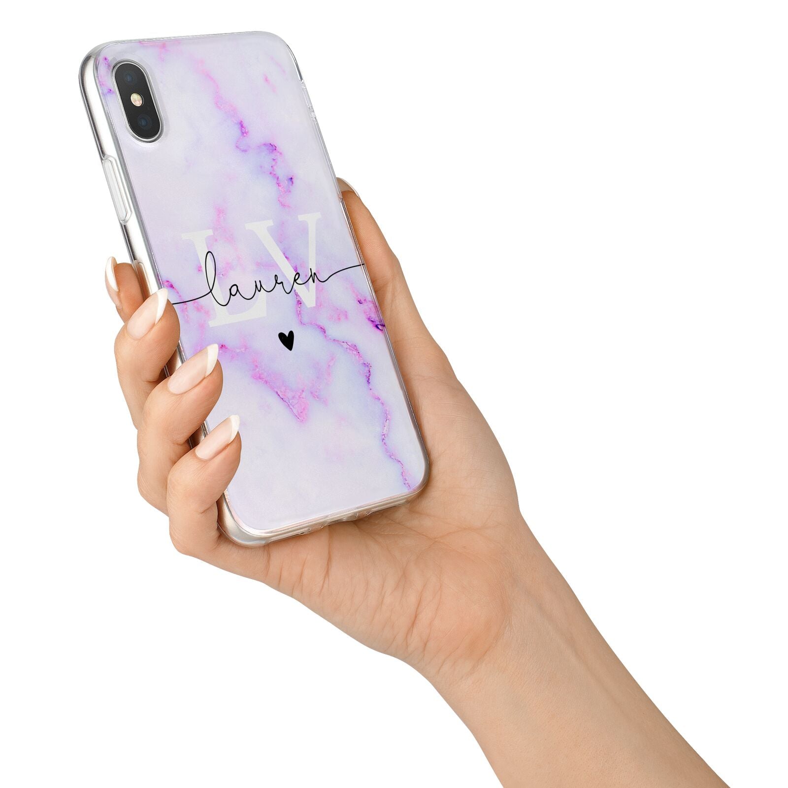 Customisable Name Initial Marble iPhone X Bumper Case on Silver iPhone Alternative Image 2
