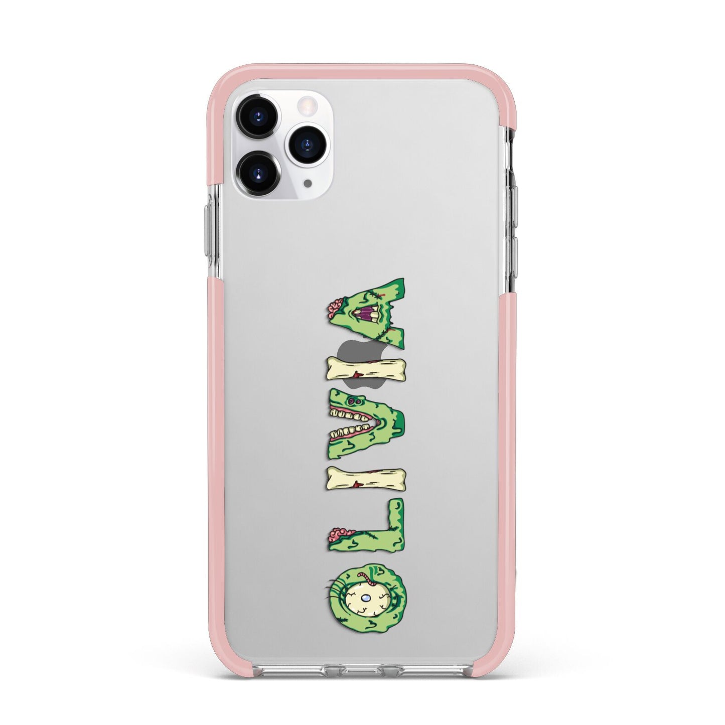 Customised Name Zombie iPhone 11 Pro Max Impact Pink Edge Case