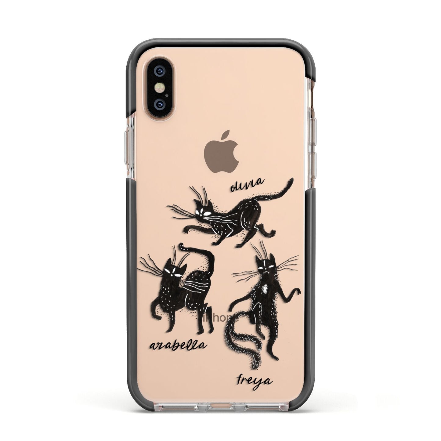 Dancing Cats Halloween Apple iPhone Xs Impact Case Black Edge on Gold Phone