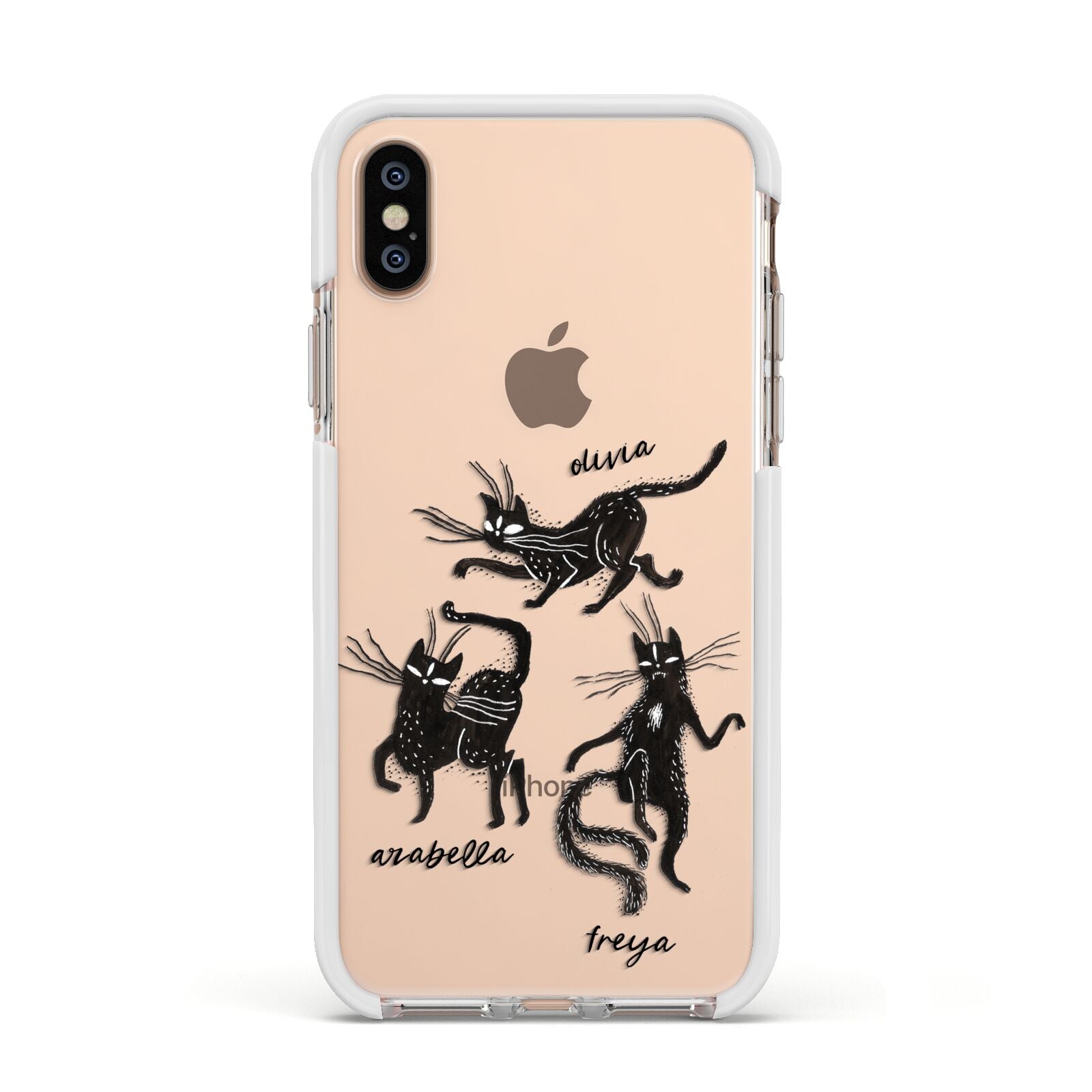 Dancing Cats Halloween Apple iPhone Xs Impact Case White Edge on Gold Phone