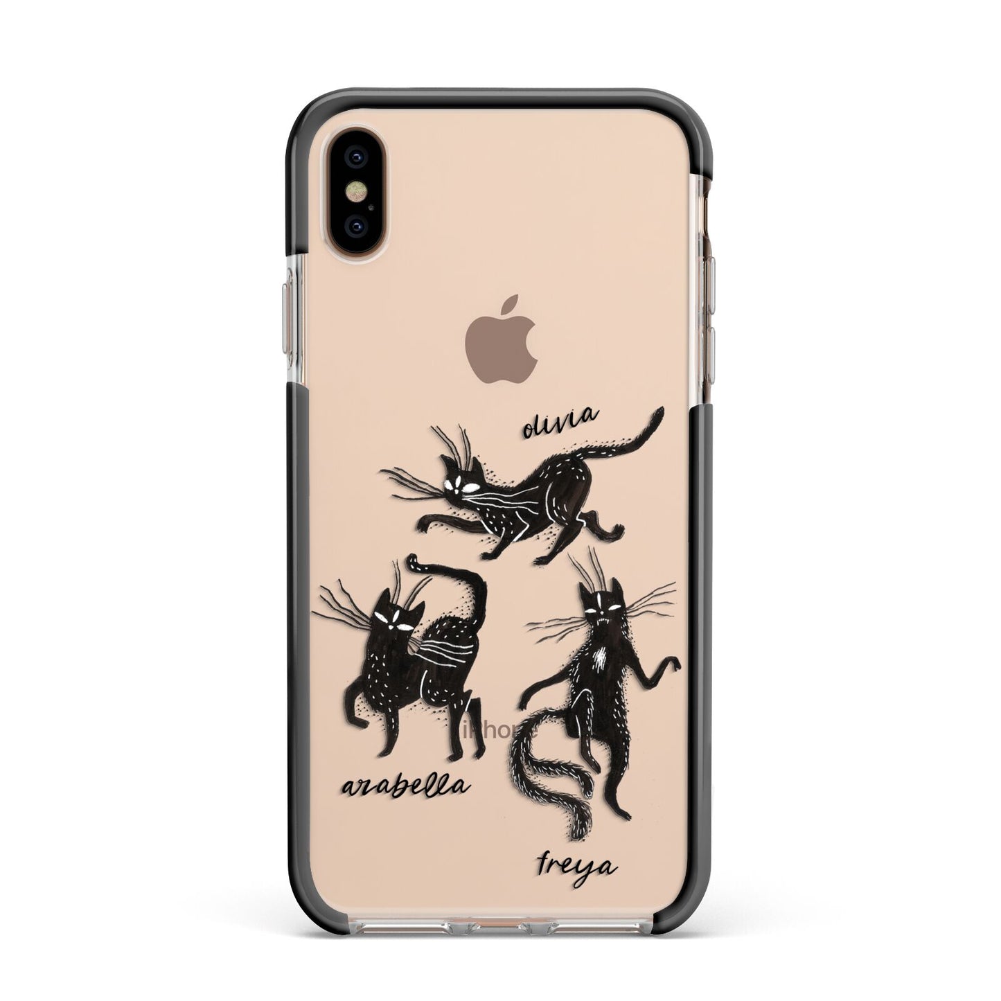 Dancing Cats Halloween Apple iPhone Xs Max Impact Case Black Edge on Gold Phone