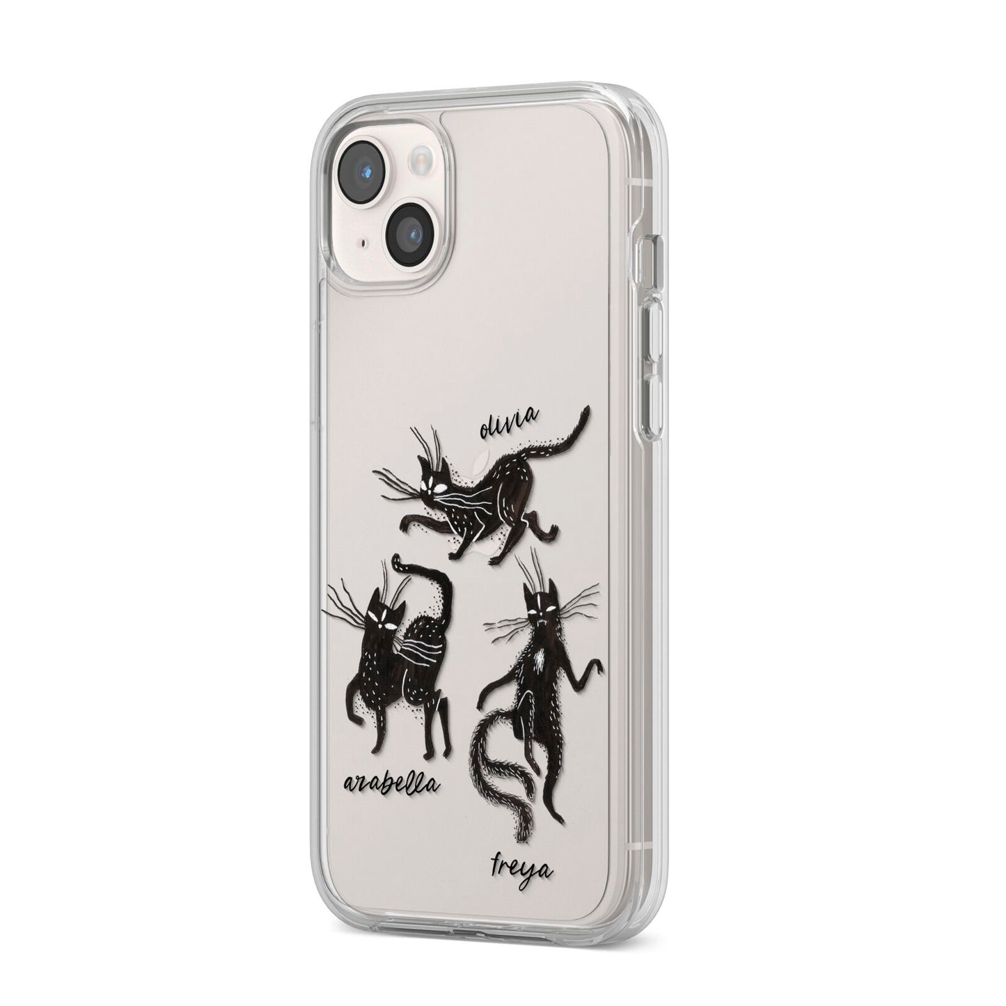 Dancing Cats Halloween iPhone 14 Plus Clear Tough Case Starlight Angled Image