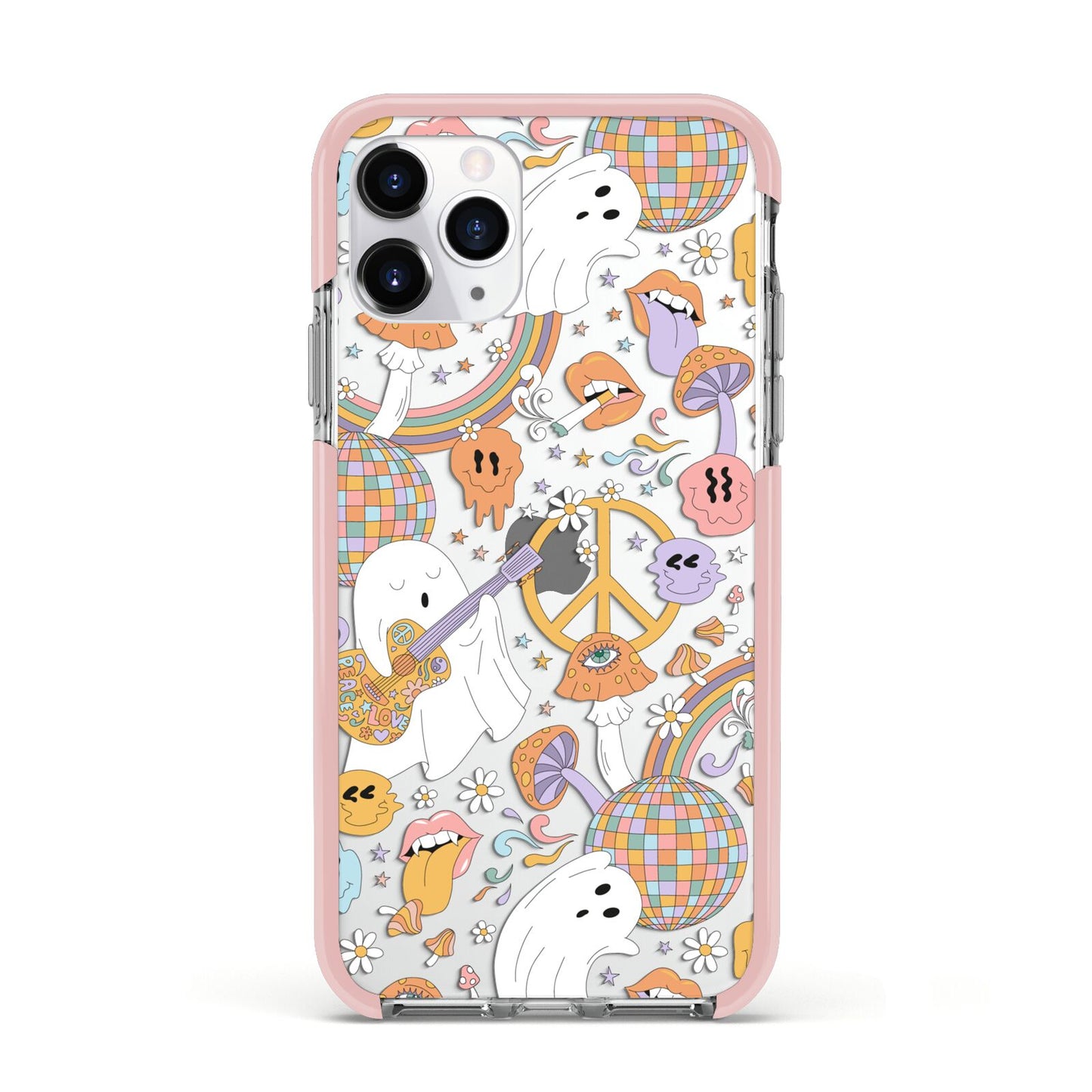 Disco Ghosts Apple iPhone 11 Pro in Silver with Pink Impact Case