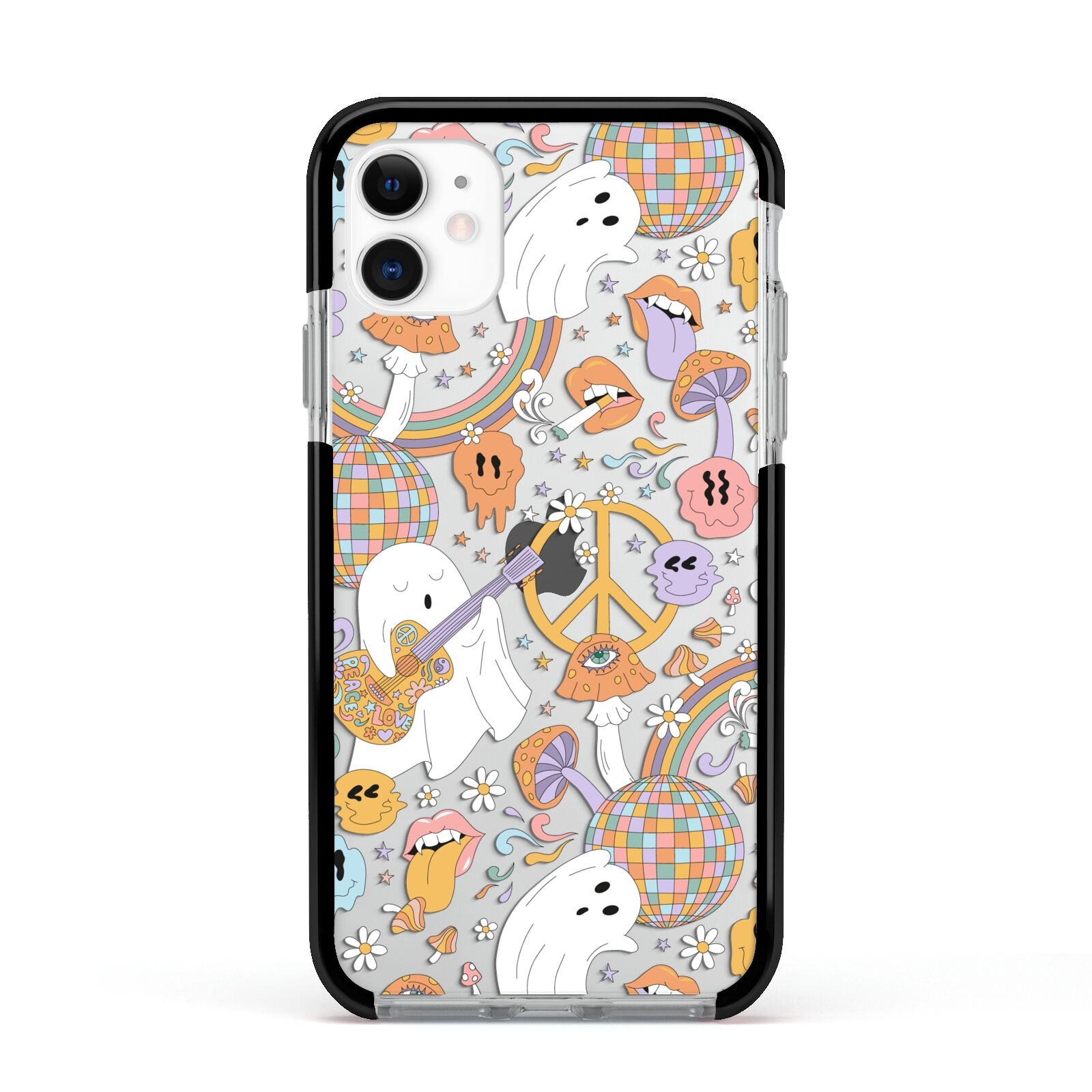 Disco Ghosts Apple iPhone 11 in White with Black Impact Case