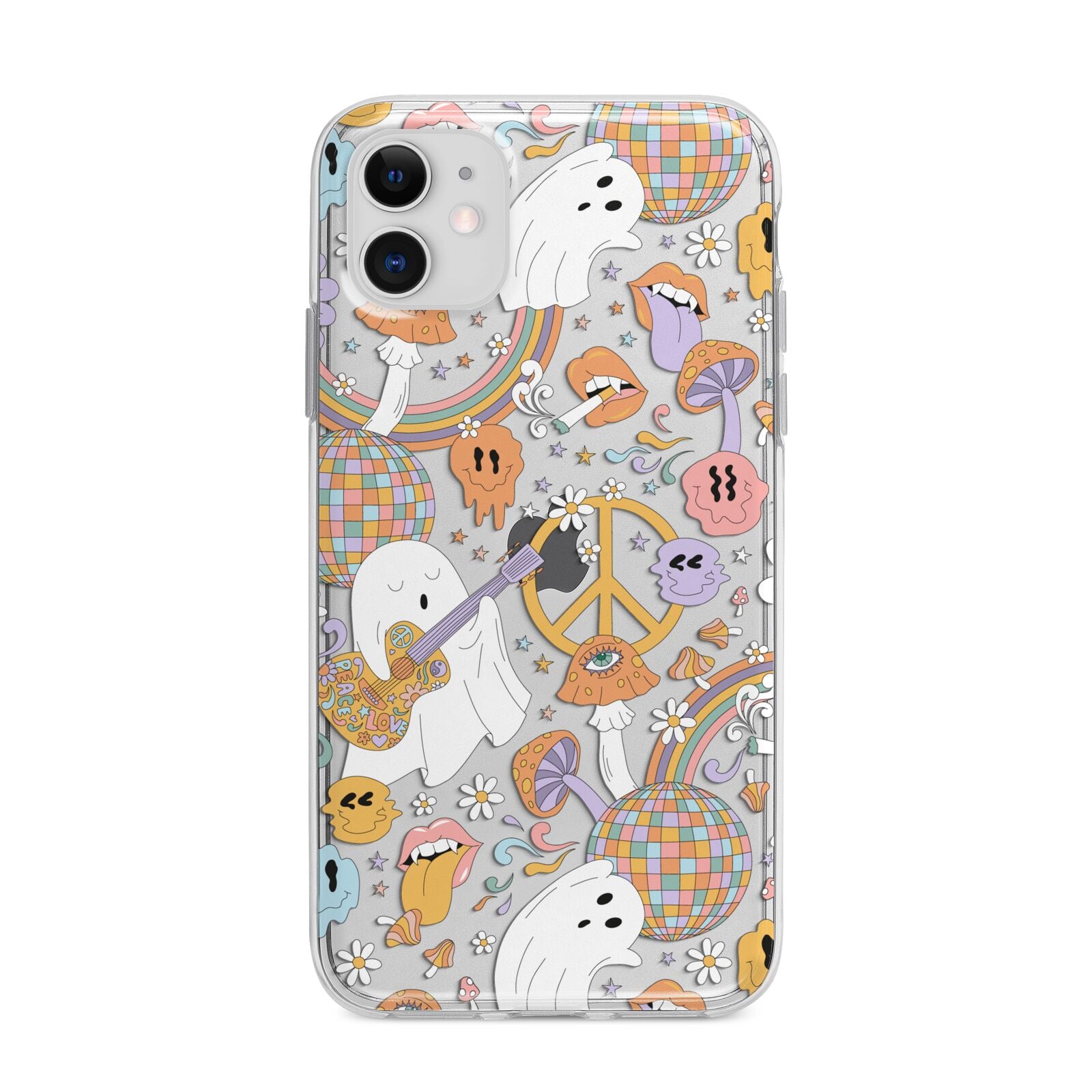 Disco Ghosts Apple iPhone 11 in White with Bumper Case