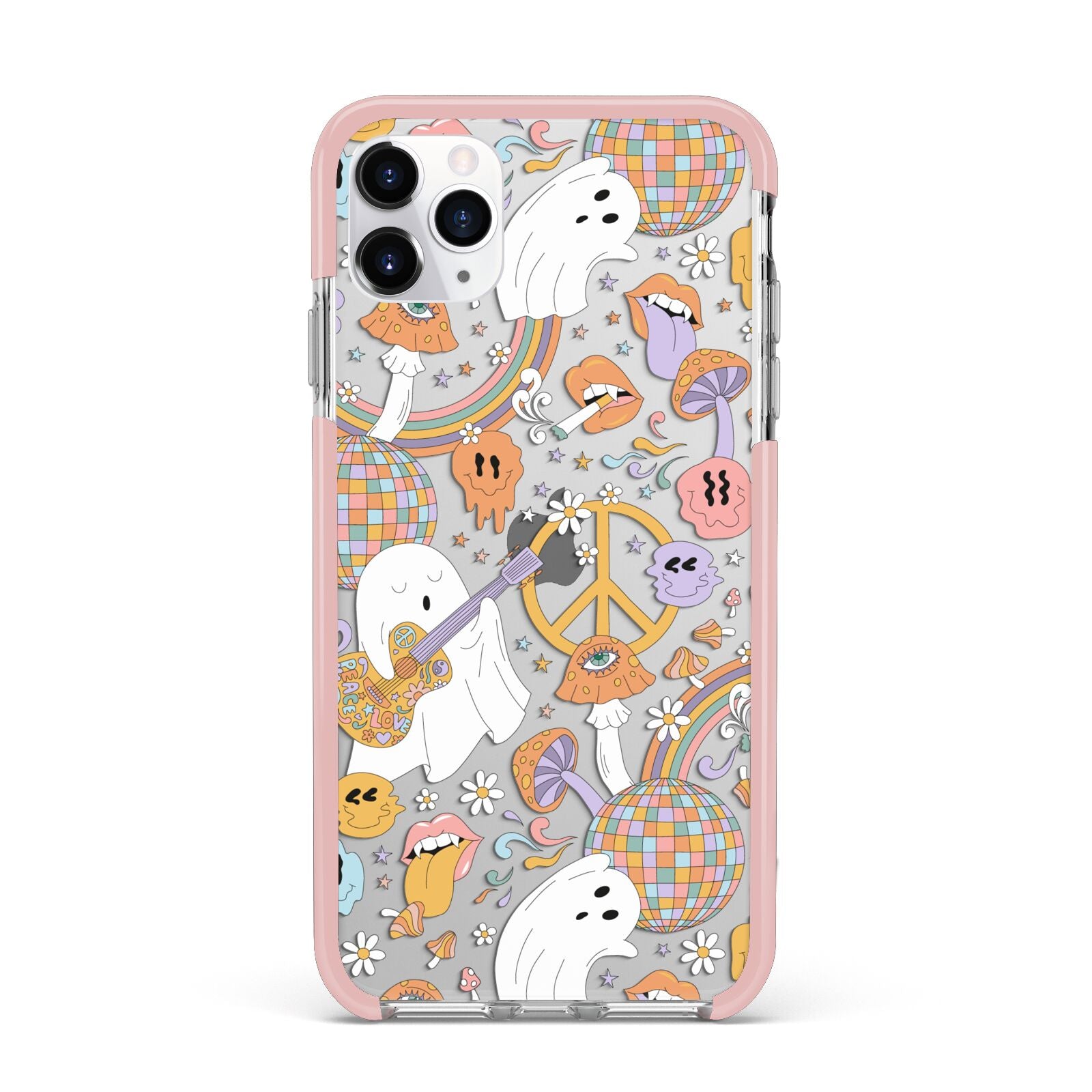 Disco Ghosts iPhone 11 Pro Max Impact Pink Edge Case
