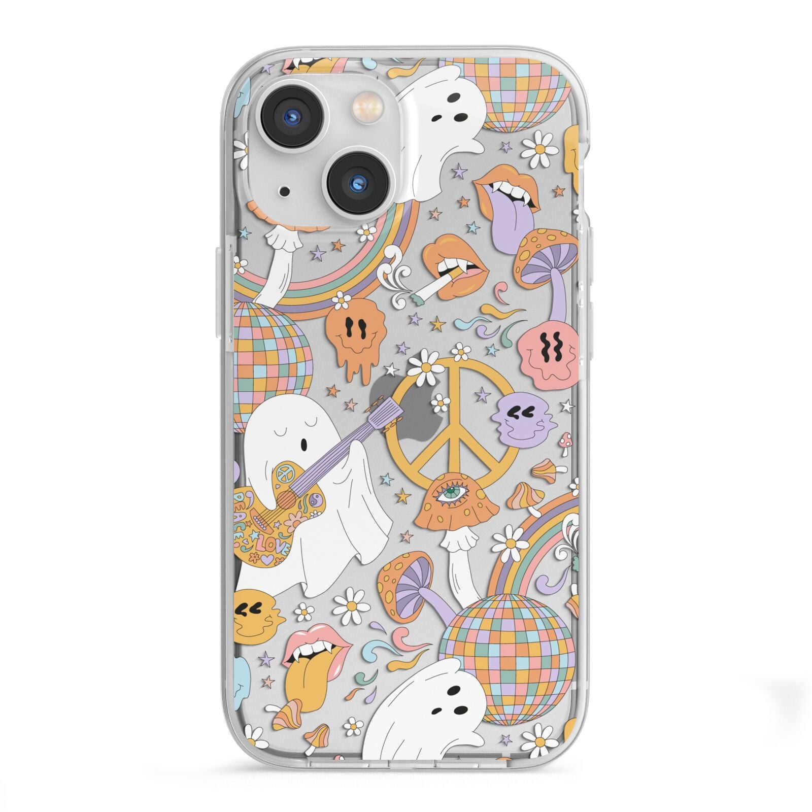Disco Ghosts iPhone 13 Mini TPU Impact Case with White Edges