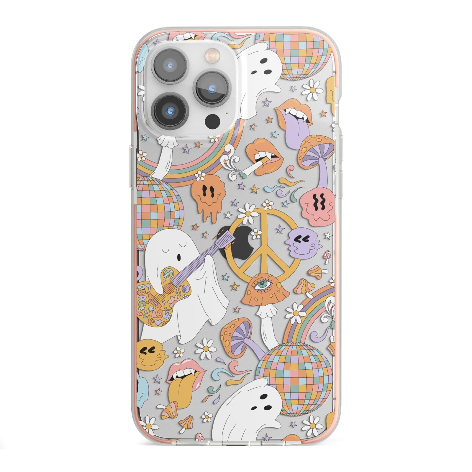Disco Ghosts iPhone 13 Pro Max TPU Impact Case with Pink Edges