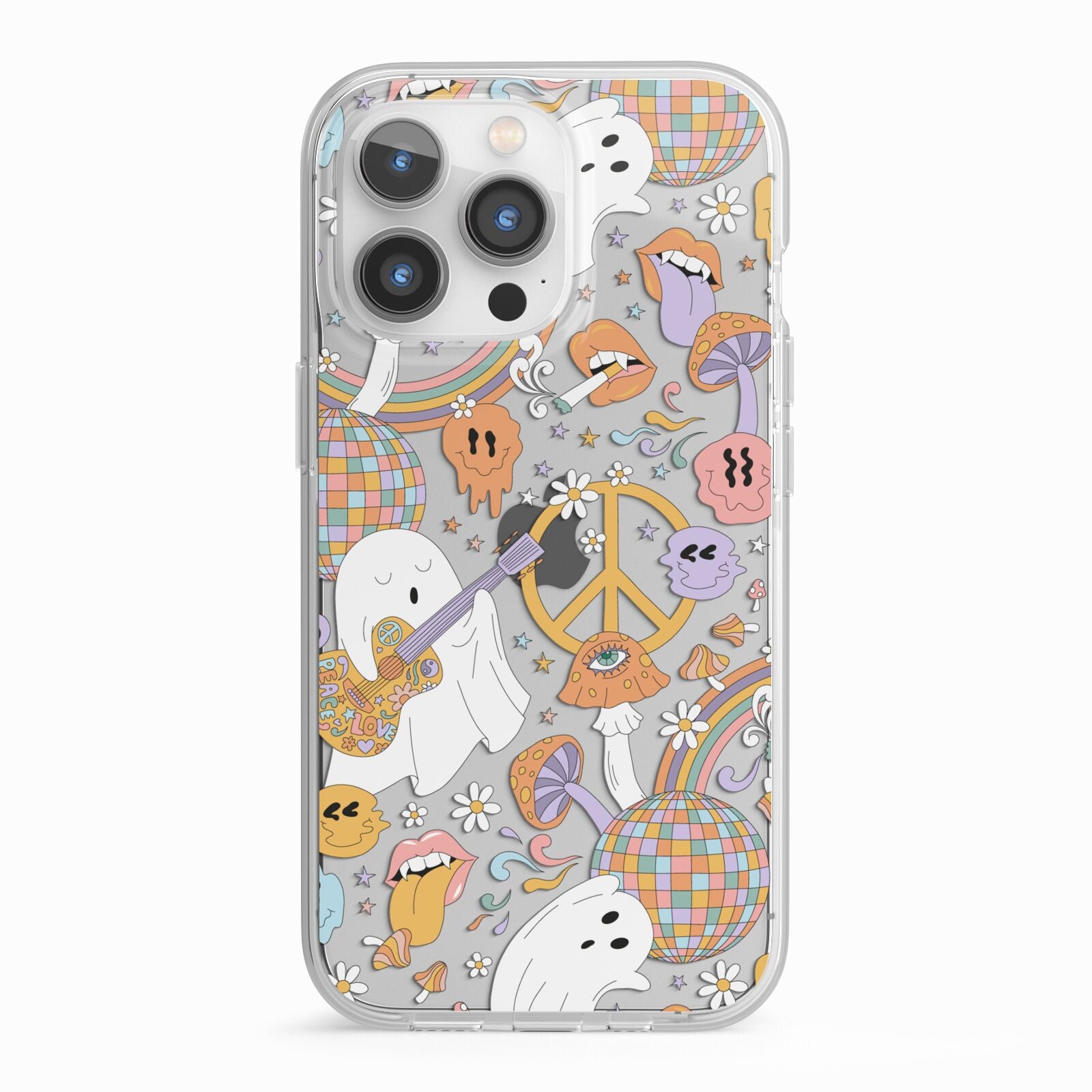 Disco Ghosts iPhone 13 Pro TPU Impact Case with White Edges