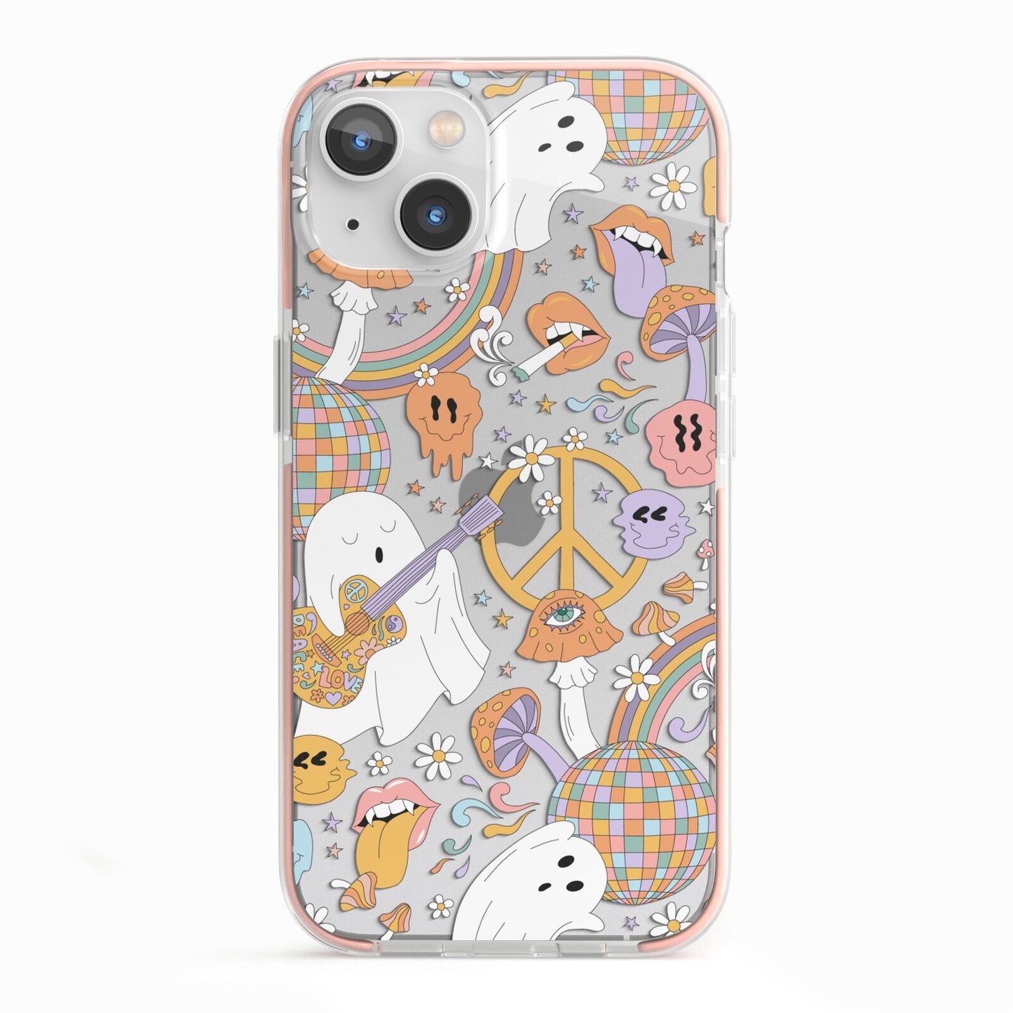 Disco Ghosts iPhone 13 TPU Impact Case with Pink Edges