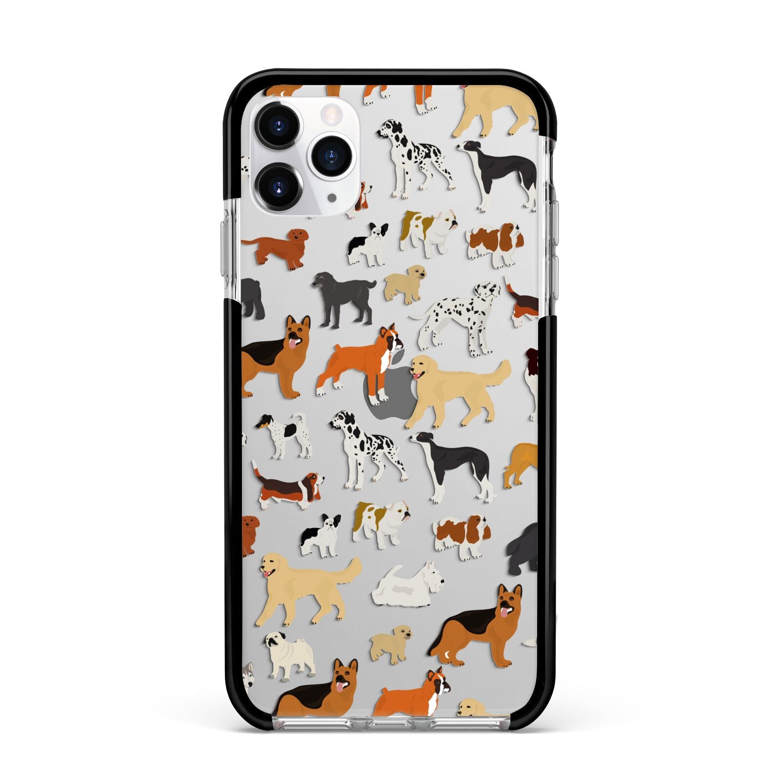 Dog Illustration Apple iPhone 11 Pro Max in Silver with Black Impact Case