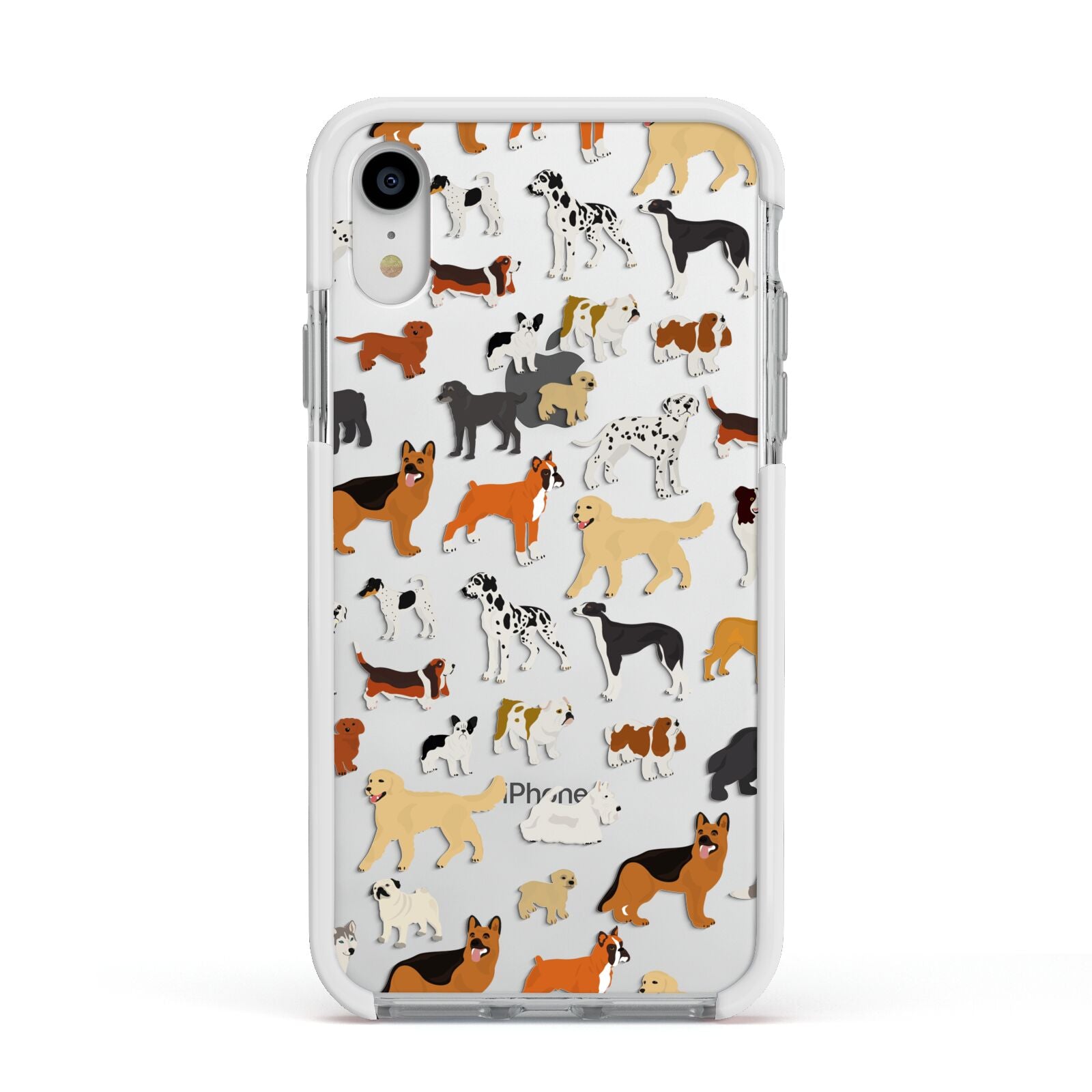 Dog Illustration Apple iPhone XR Impact Case White Edge on Silver Phone