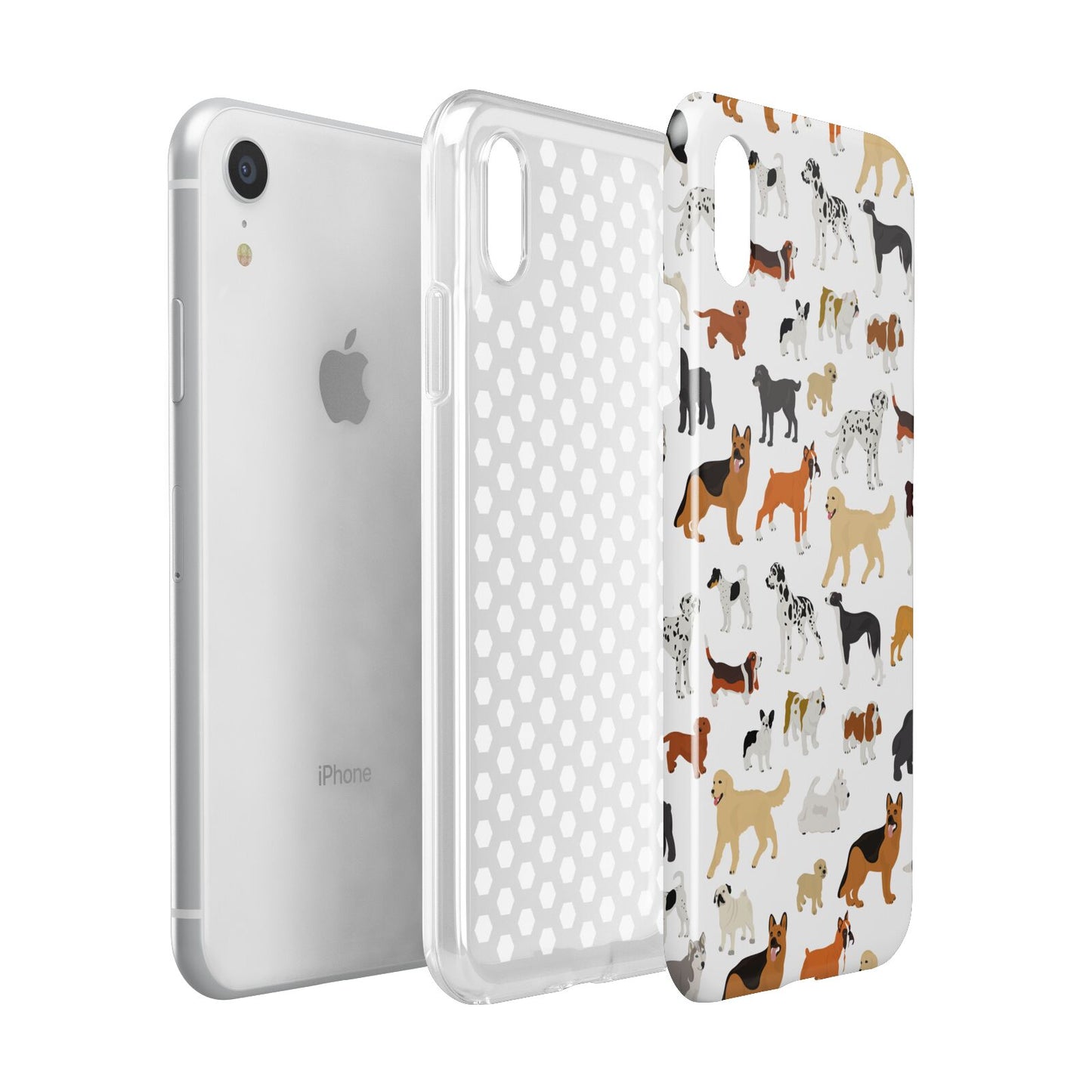 Dog Illustration Apple iPhone XR White 3D Tough Case Expanded view