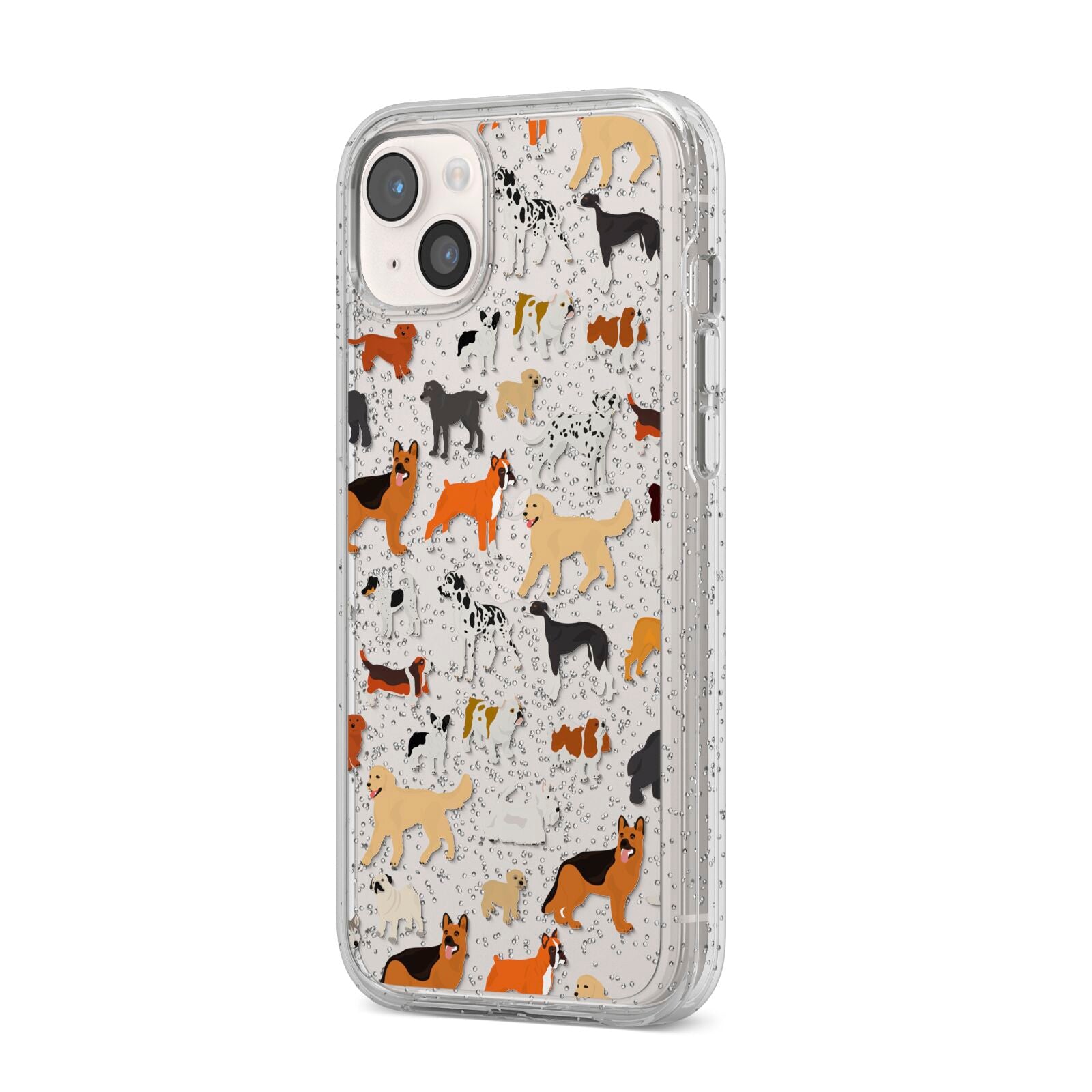 Dog Illustration iPhone 14 Plus Glitter Tough Case Starlight Angled Image