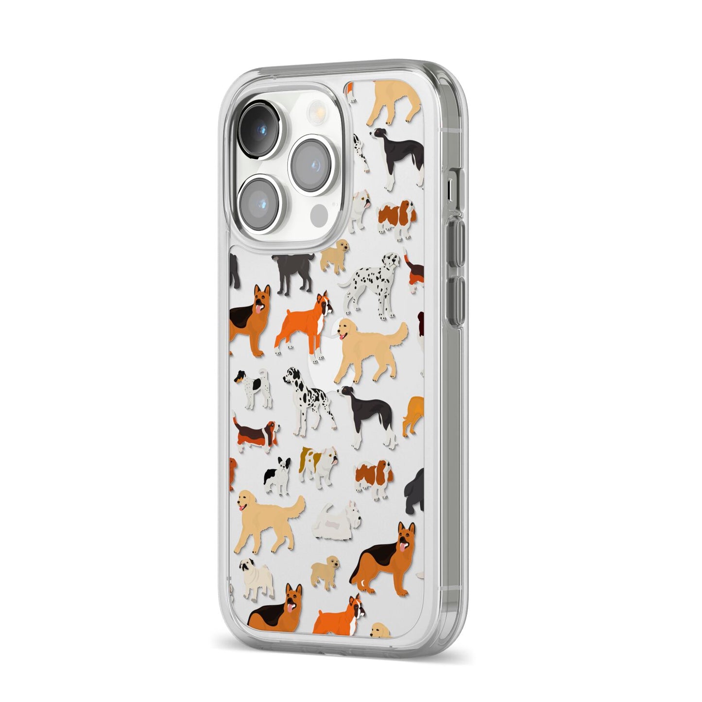 Dog Illustration iPhone 14 Pro Clear Tough Case Silver Angled Image