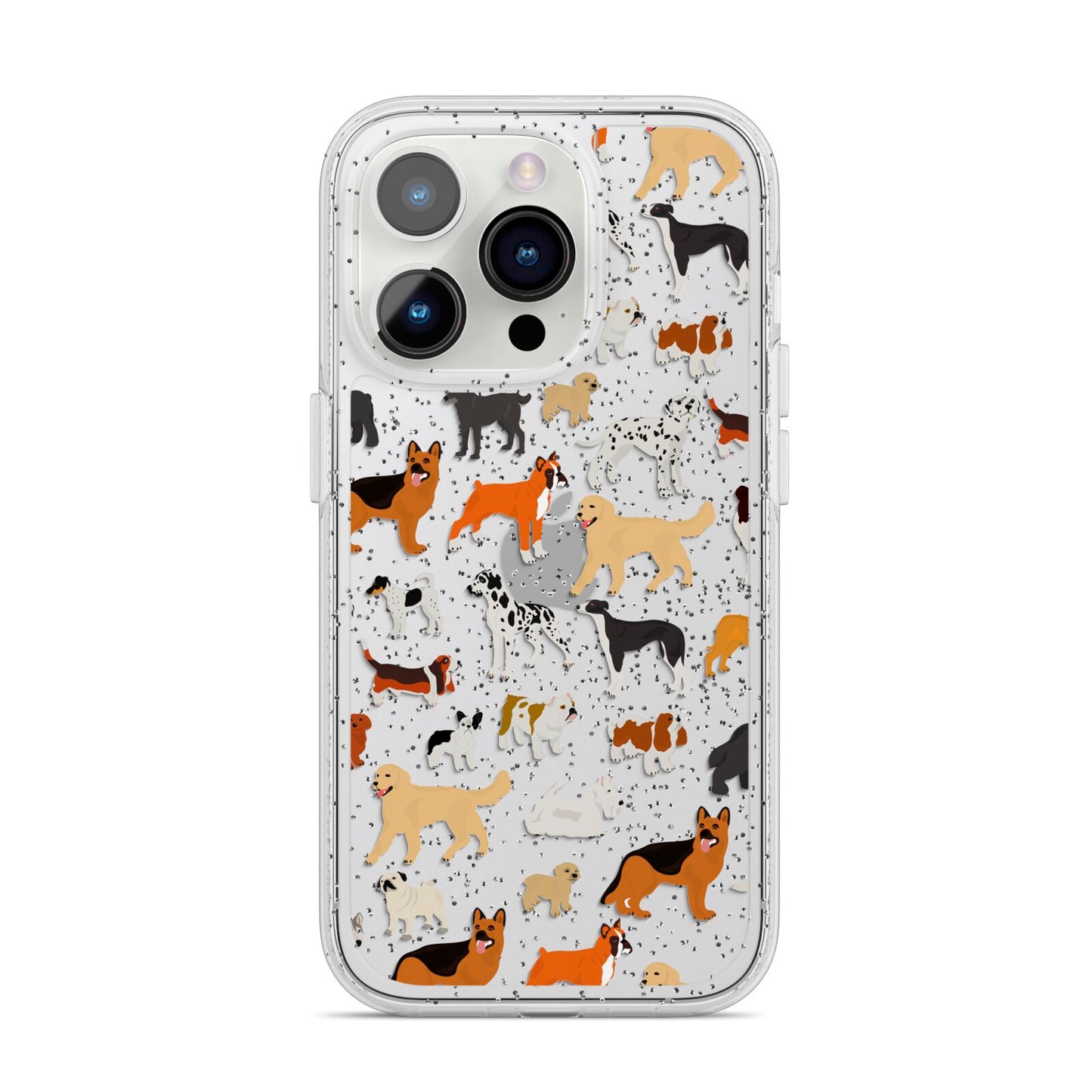 Dog Illustration iPhone 14 Pro Glitter Tough Case Silver