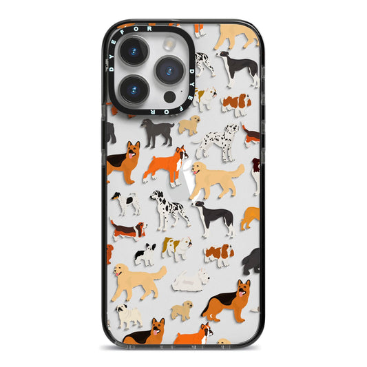 Dog Illustration iPhone 14 Pro Max Black Impact Case on Silver phone