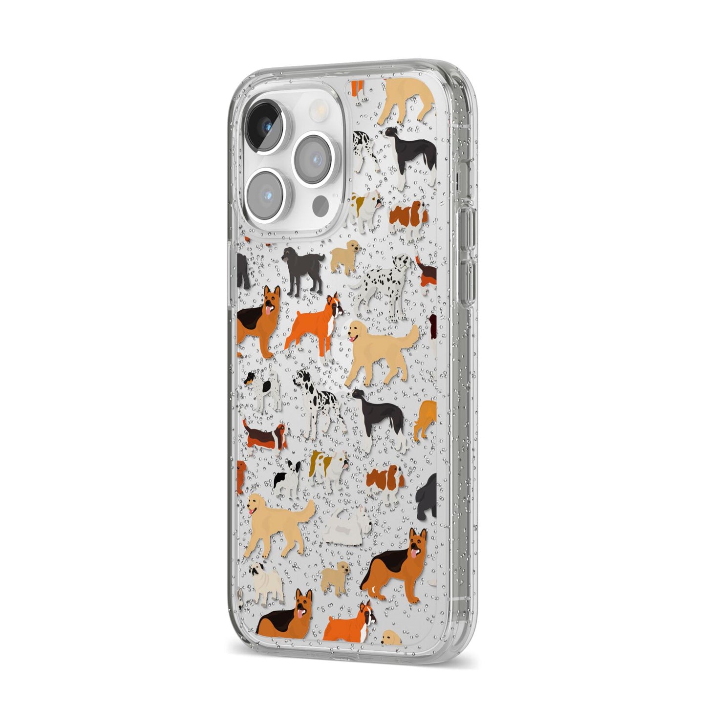 Dog Illustration iPhone 14 Pro Max Glitter Tough Case Silver Angled Image