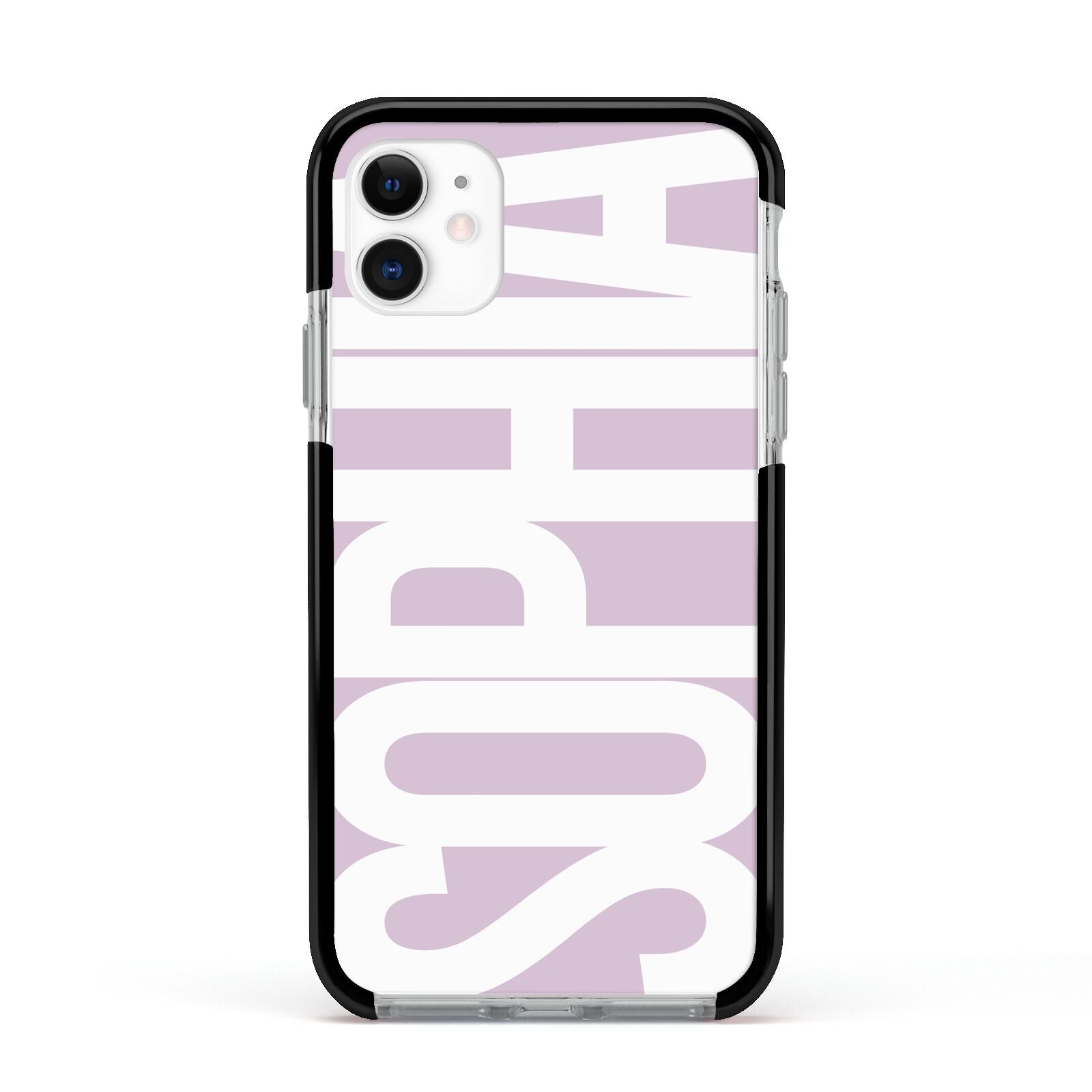 Dusty Pink with Bold White Text Apple iPhone 11 in White with Black Impact Case
