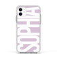 Dusty Pink with Bold White Text Apple iPhone 11 in White with White Impact Case