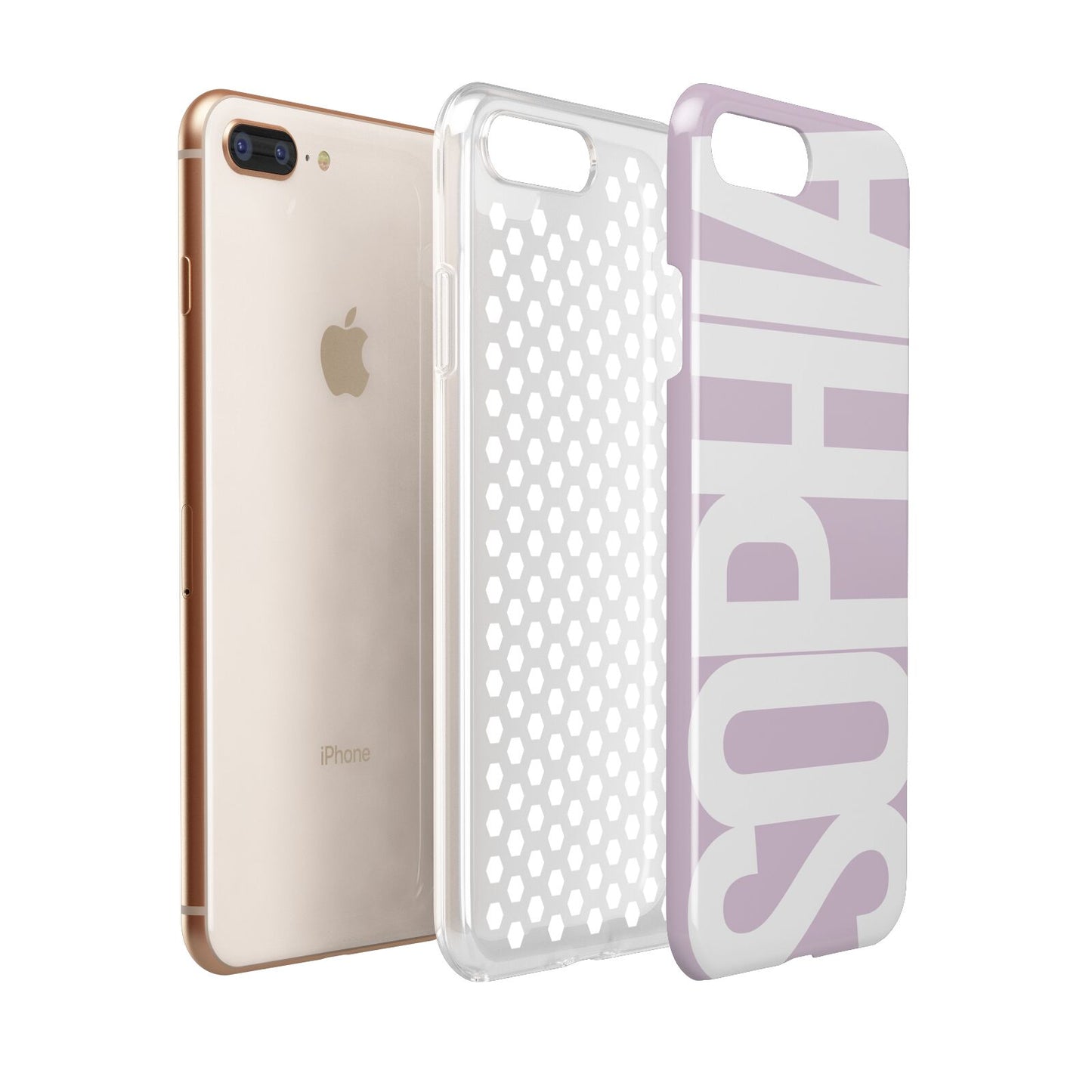 Dusty Pink with Bold White Text Apple iPhone 7 8 Plus 3D Tough Case Expanded View