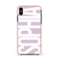Dusty Pink with Bold White Text Apple iPhone Xs Max Impact Case Pink Edge on Black Phone