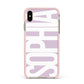 Dusty Pink with Bold White Text Apple iPhone Xs Max Impact Case Pink Edge on Gold Phone