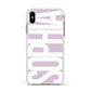 Dusty Pink with Bold White Text Apple iPhone Xs Max Impact Case White Edge on Gold Phone