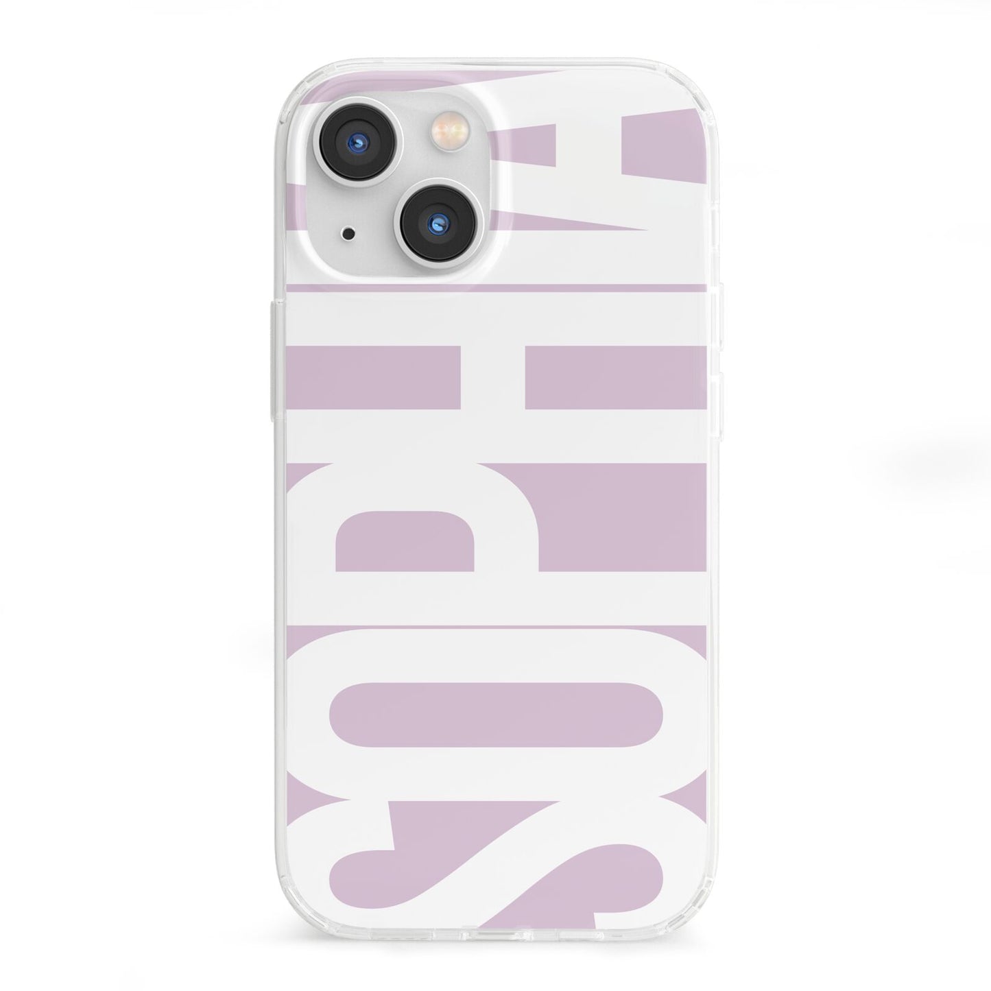 Dusty Pink with Bold White Text iPhone 13 Mini Clear Bumper Case