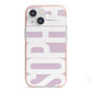Dusty Pink with Bold White Text iPhone 13 Mini TPU Impact Case with Pink Edges
