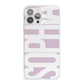 Dusty Pink with Bold White Text iPhone 13 Pro Max Clear Bumper Case