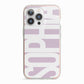 Dusty Pink with Bold White Text iPhone 13 Pro TPU Impact Case with Pink Edges