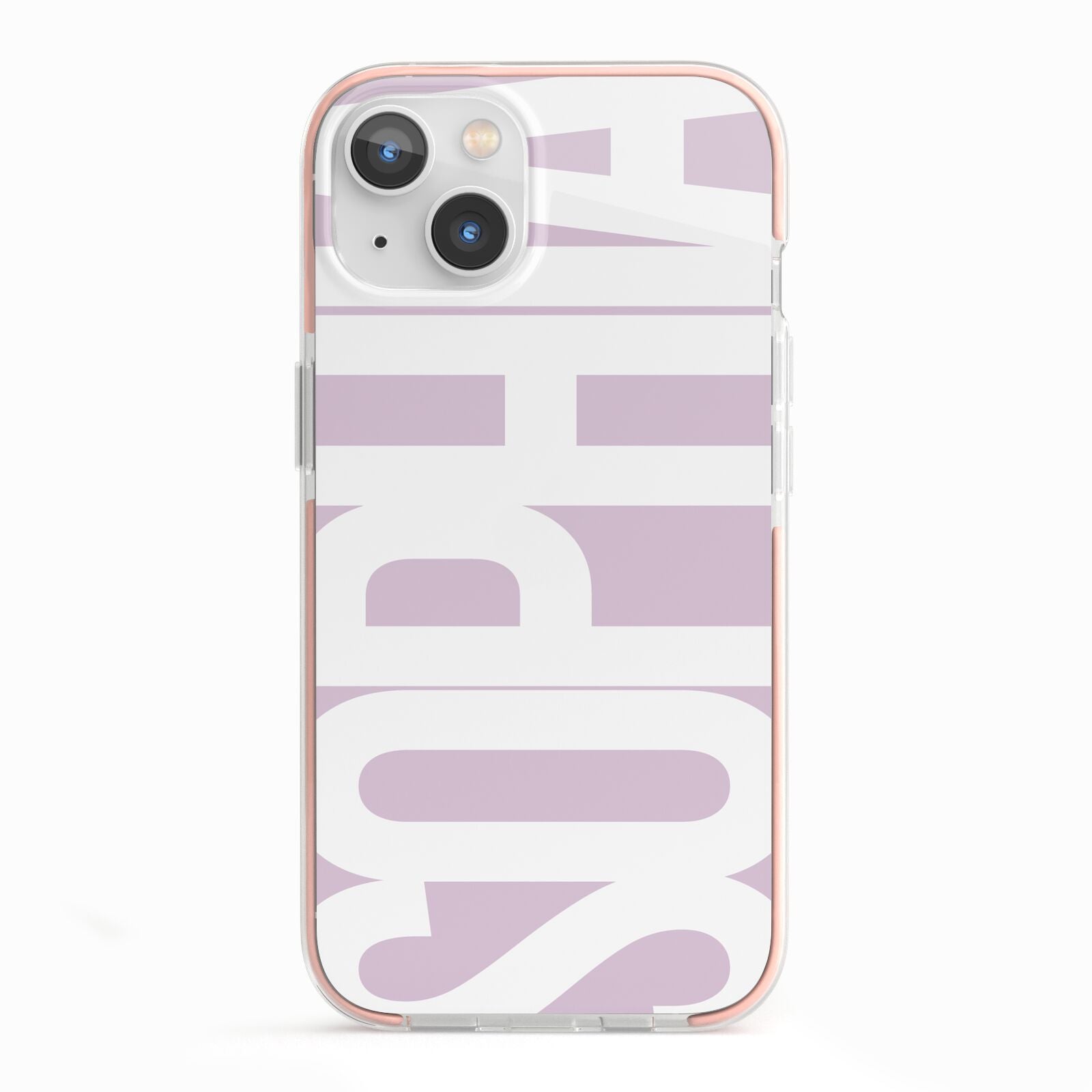 Dusty Pink with Bold White Text iPhone 13 TPU Impact Case with Pink Edges