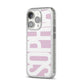 Dusty Pink with Bold White Text iPhone 14 Pro Glitter Tough Case Silver Angled Image